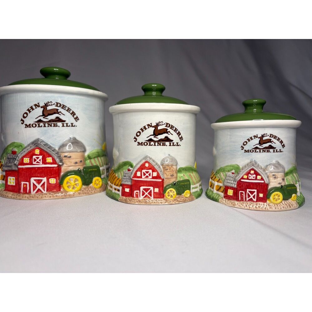 Vintage John Deere Ceramic Canister Set of Three